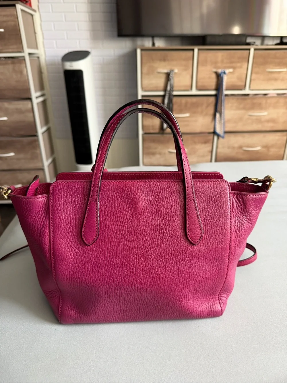 Gucci Fuchsia Leather Satchel with Detachable Strap